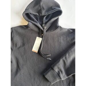 Calia Womens XS Black Oversized Side Slit Hoodie Textured Loose Fit Pullover NEW